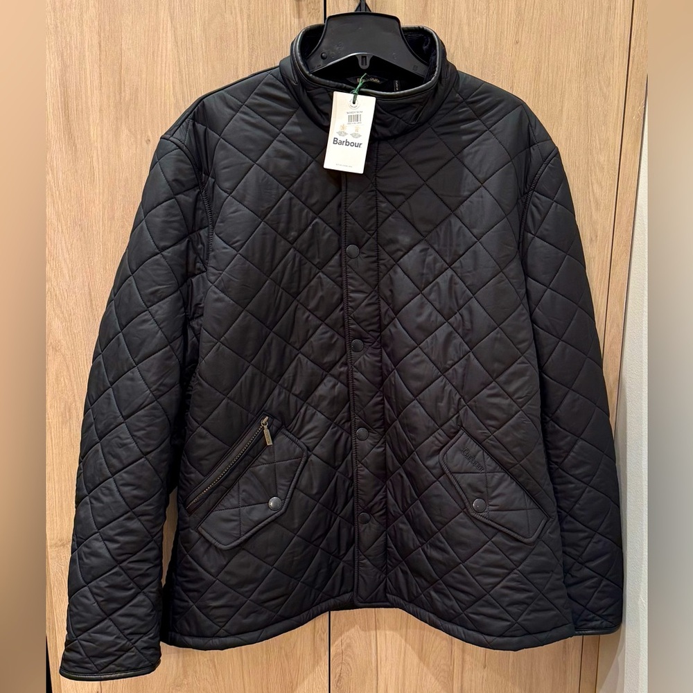 NWTs Barbour Men’s Powell Quilted Fleece-Lined Jacket. Black. XXL